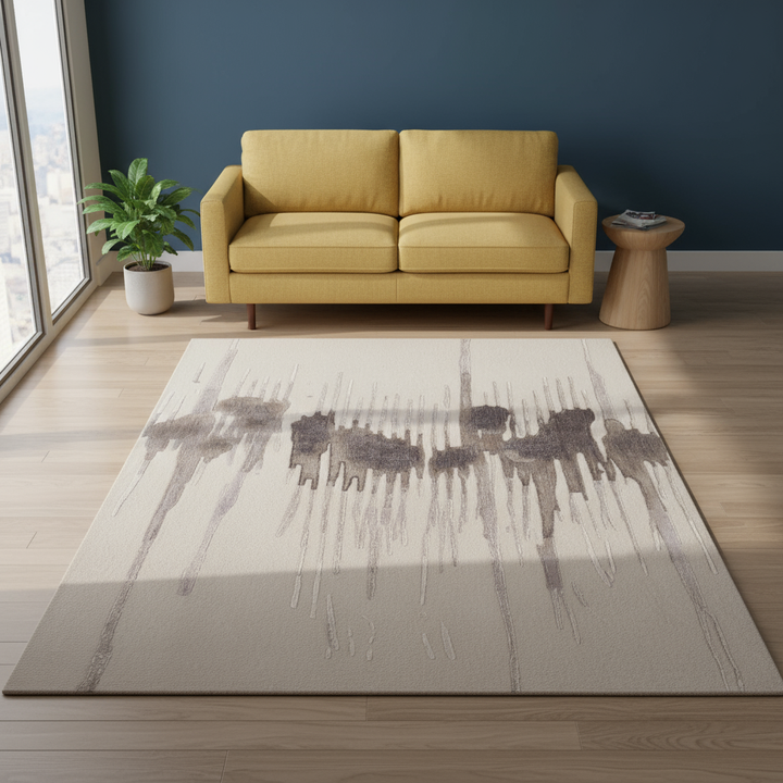 12' X 15' Ivory Taupe and Brown Abstract Hand Tufted Area Rug