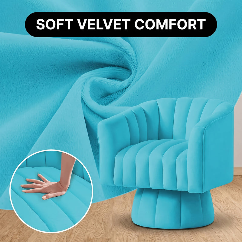 Close-up of soft upholstery with a hand pressing the channel tufted seat cushion