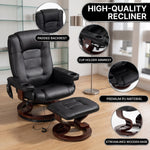 Diagram illustrating the recliner's smooth 360-degree swivel rotation on its wood base