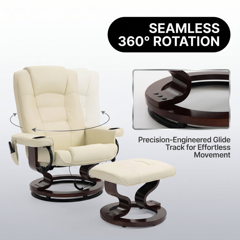 Close-up diagram highlighting the recliner's contoured ergonomic backrest and lumbar support
