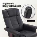 Close-up diagram highlighting the recliner's contoured ergonomic backrest and lumbar support