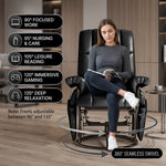Diagram of three reclining positions - 105 degrees reading, 120 degrees lounging and 140 degrees resting
