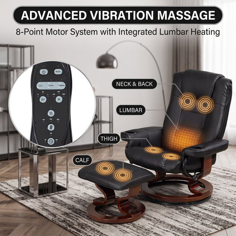 Diagram of three reclining positions - 105 degrees reading, 120 degrees lounging and 140 degrees resting