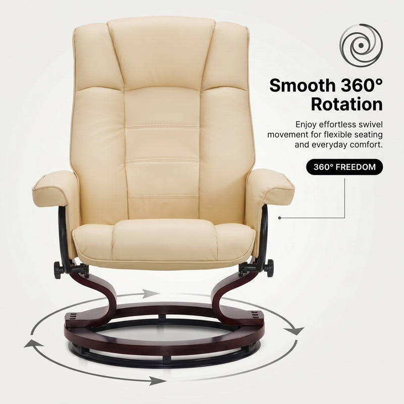 Diagram of three reclining positions - 105 degrees reading, 120 degrees lounging and 140 degrees resting