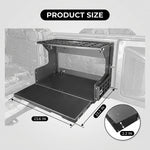 Dimension diagram of the Ford Bronco 2021-2025 tailgate table: 27.6 in top, 15 in height, 26.8 in bottom, 13.8 in depth