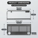 Dimension diagram of the Ford Bronco 2021-2025 tailgate table: 27.6 in top, 15 in height, 26.8 in bottom, 13.8 in depth