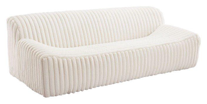 Contemporary Cream Sofa – Plush Cord-Style Fabric & Ash Wood | Living Room Seating | Trufairs