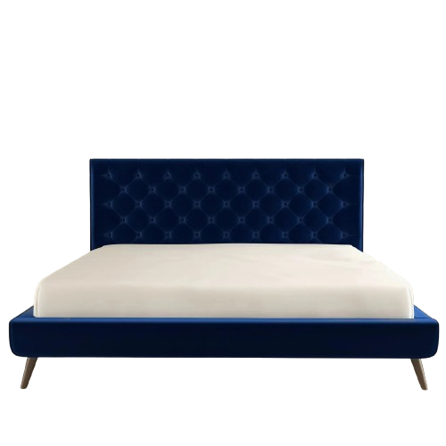 Dillon Blue Velvet Platform Bed (King Size)