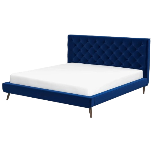 Dillon Blue Velvet Platform Bed (King Size)