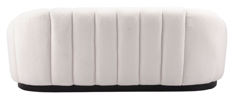 Bhutan Sofa Cream – Plush Boucle Polyester & Solid Wood Frame | Glam Modern Deco Seating | Trufairs