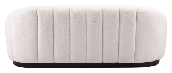 Bhutan Sofa Cream – Plush Boucle Polyester & Solid Wood Frame | Glam Modern Deco Seating | Trufairs