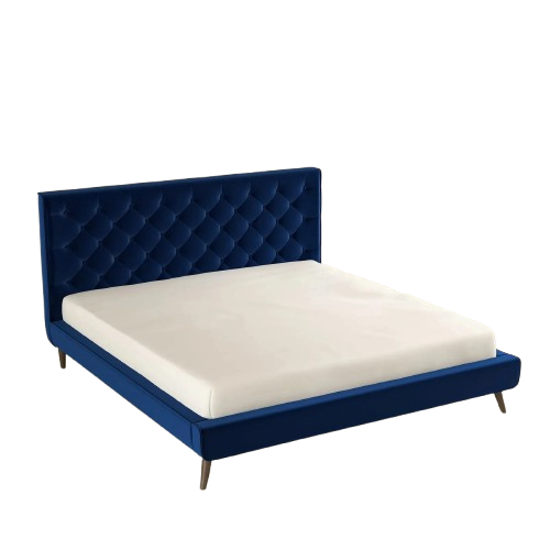 Dillon Blue Velvet Platform Bed (King Size)
