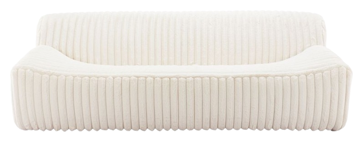 Contemporary Cream Sofa – Plush Cord-Style Fabric & Ash Wood | Living Room Seating | Trufairs