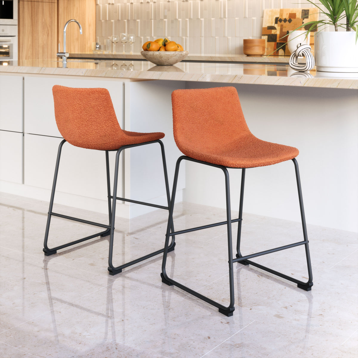 Smart Counter Stool & (Set of 2) Burnt Orange