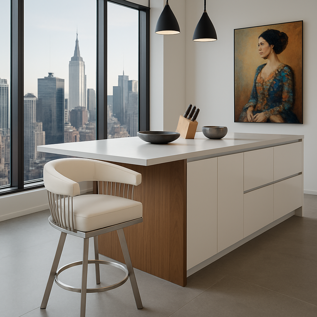 Bantry Swivel Barstool: Premium Deco-Glam Statement Seating