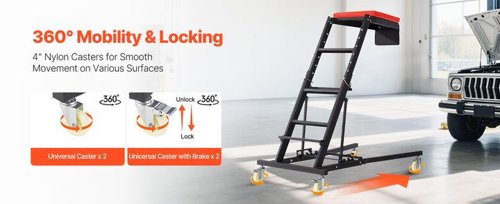 SucceBuy Automotive Topside Creeper Engine 42.5"-64.8" 400 LBS Capacity High Top Creeper  for Home Garage Repair Maintenance