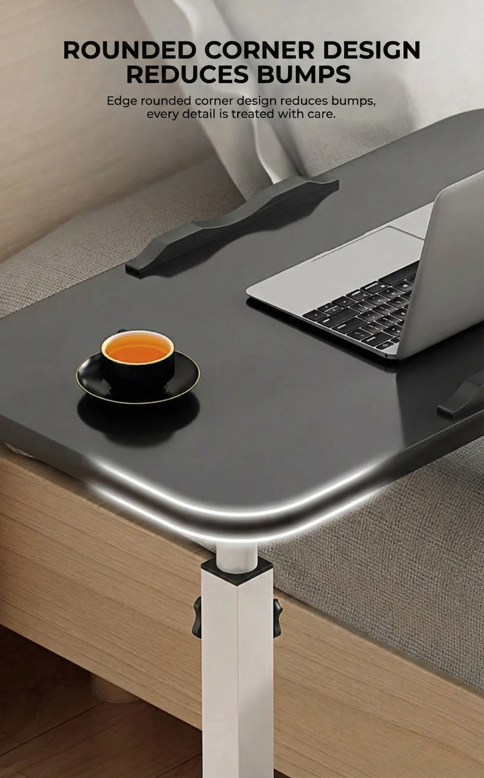 Tilting Overbed Table with Wheels – Height Adjustable Mobile Desk for Bed & Sofa, 2 Tilting Desktops | Bedside Laptop Table | Trufairs