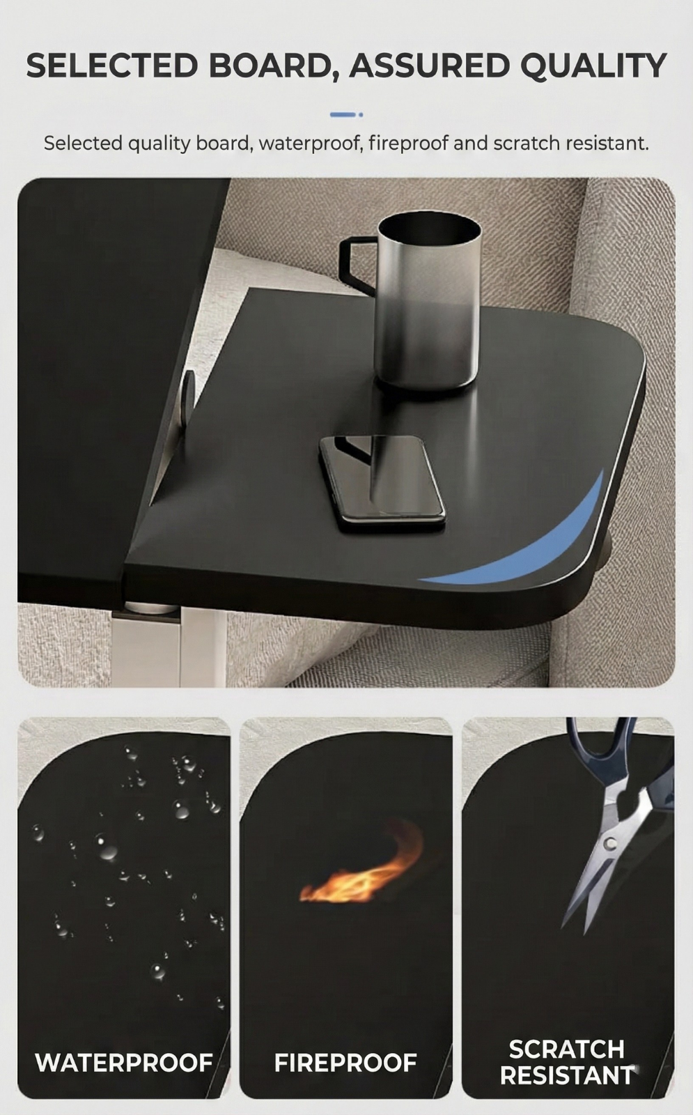 Tilting Overbed Table with Wheels – Height Adjustable Mobile Desk for Bed & Sofa, 2 Tilting Desktops | Bedside Laptop Table | Trufairs