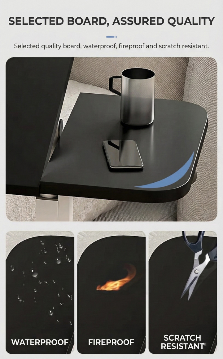 Tilting Overbed Table with Wheels – Height Adjustable Mobile Desk for Bed & Sofa, 2 Tilting Desktops | Bedside Laptop Table | Trufairs