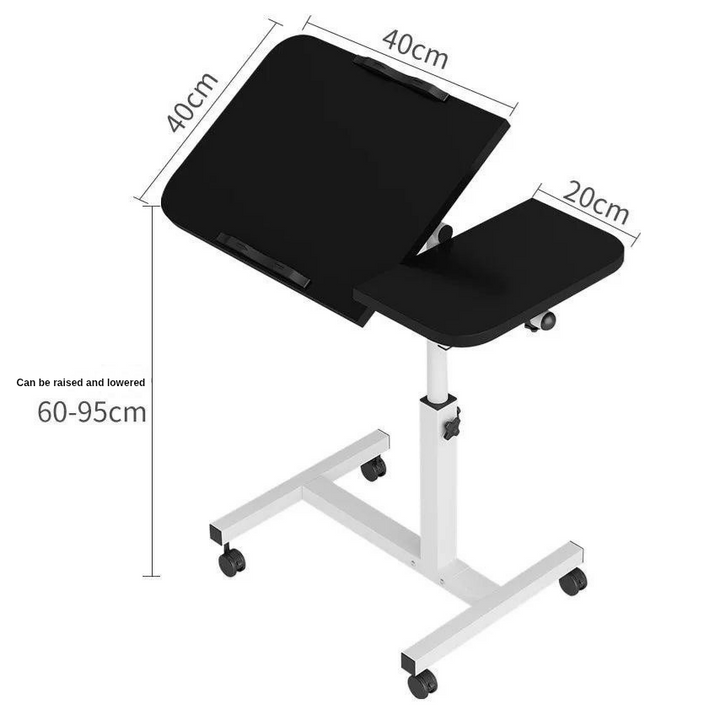 Tilting Overbed Table with Wheels – Height Adjustable Mobile Desk for Bed & Sofa, 2 Tilting Desktops | Bedside Laptop Table | Trufairs