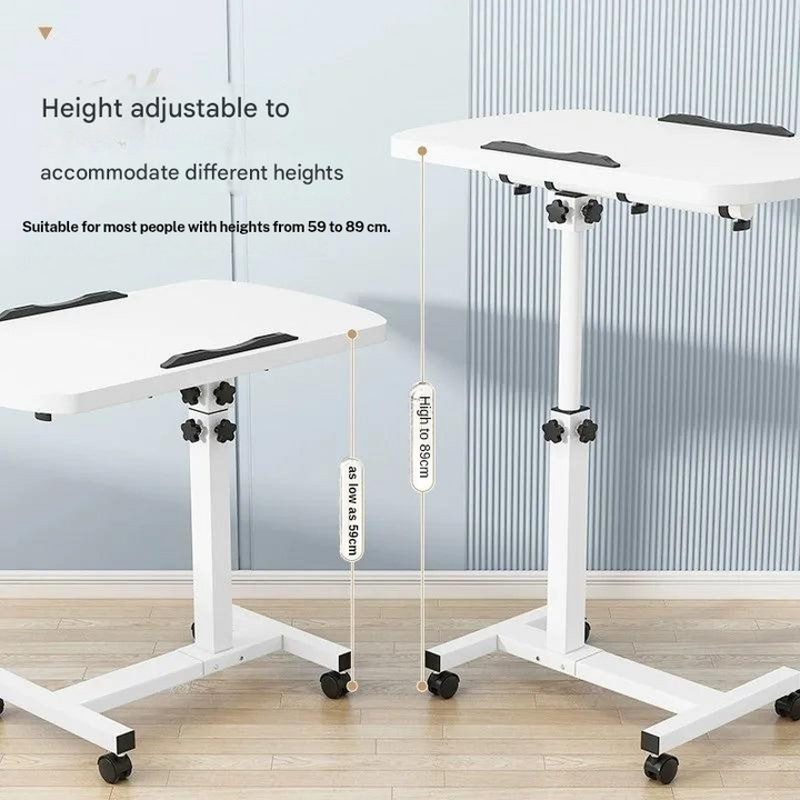 Tilting Overbed Table with Wheels – Height Adjustable Mobile Desk for Bed & Sofa, 2 Tilting Desktops | Bedside Laptop Table | Trufairs
