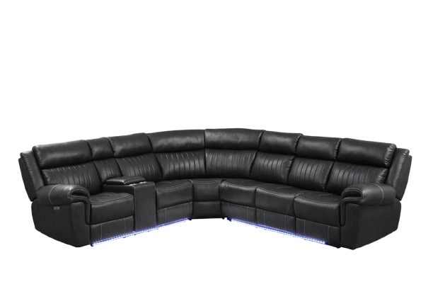 Aviator Modern Style Recliner Sectional Sofa made with Wood in Black