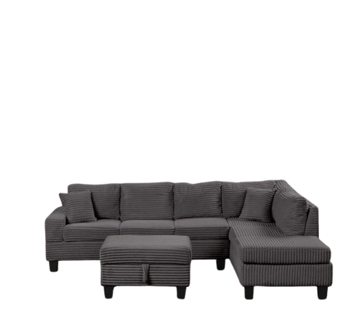 Modern Style Recliner Sectional Sofa Made With Wood in Gray