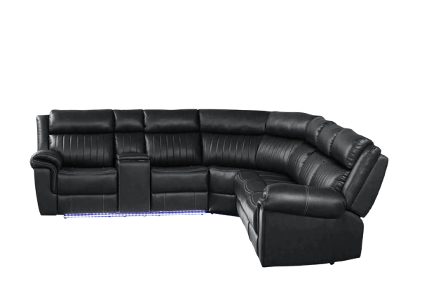Aviator Modern Style Recliner Sectional Sofa made with Wood in Black