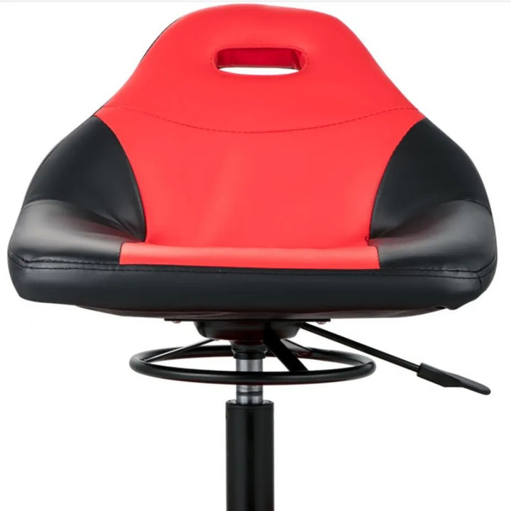 VEVOR Rolling Garage Stool, 300LBS Capacity, Adjustable Height from 18 in to 23 in, 360-degree Swivel Wheels (4\"), Large Tool Tray with Two Bottle Holder, for Workshop, Auto Repair Shop, Red