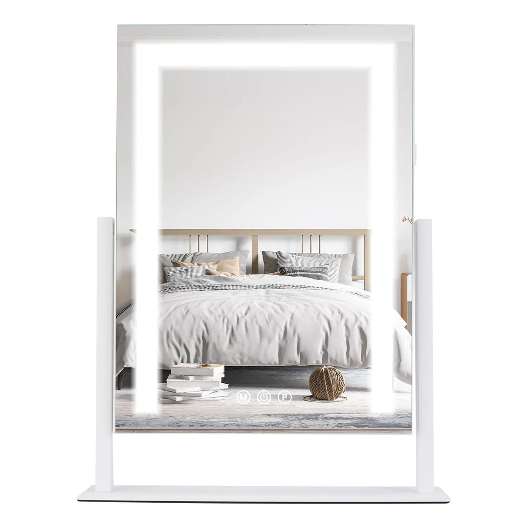 Vanity Mirror with Light 3 Lighting Colors Dimmable Brightness Smart Touch Control 10X Magnifying Mirror 360°Rotation LED Lighted Makeup Mirror for Desk Bedroom Dressing Room GPCT5181