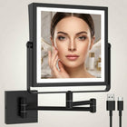 Chrome wall-mounted LED makeup mirror with lit halo lighting