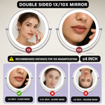 1X and 10X double-sided magnification comparison with recommended viewing distance