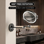 Side-by-side 1X and 10X magnification comparison on the wall mounted makeup mirror for precision grooming