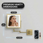 Wall-mounted makeup mirror dimensions: 7.87 by 12.2 inches, extends to 17.4 inches