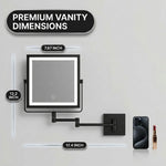 Wall-mounted makeup mirror dimensions: 7.87 by 12.2 inches, extends to 17.4 inches