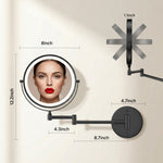 Dimension diagram of the wall mounted LED makeup mirror showing width and height measurements