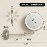 Dimension diagram of the wall mounted LED makeup mirror showing width and height measurements