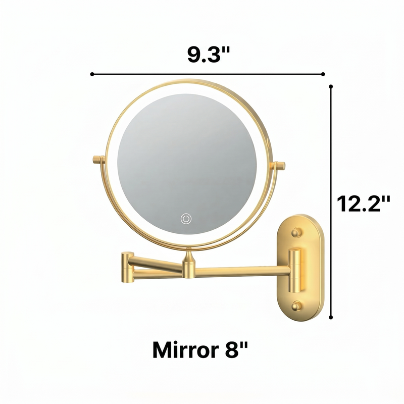 Dimension diagram of the wall mounted LED makeup mirror showing width and height measurements