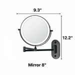 Dimension diagram of the wall mounted LED makeup mirror showing width and height measurements