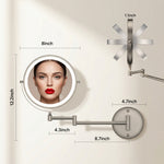 Dimension diagram of the wall mounted LED makeup mirror showing width and height measurements