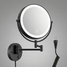 Chrome wall-mounted plug-in magnifying mirror with extendable arm