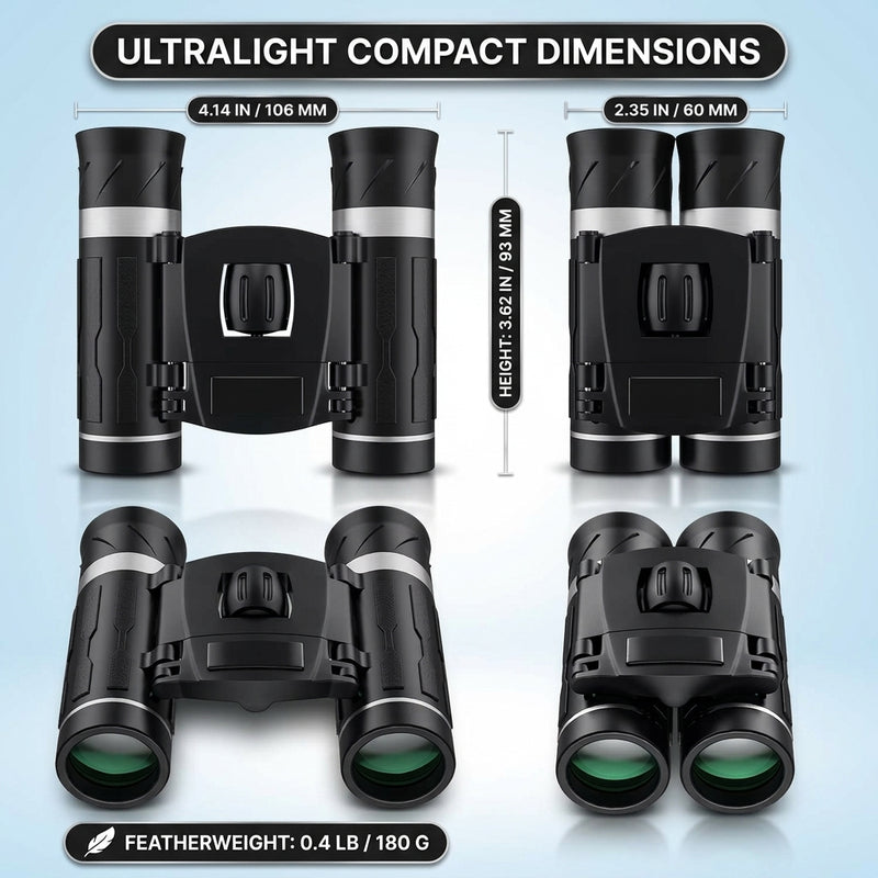 Waterproof, anti-fog binoculars shown outdoors in rainy conditions