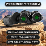 Waterproof, anti-fog binoculars shown outdoors in rainy conditions