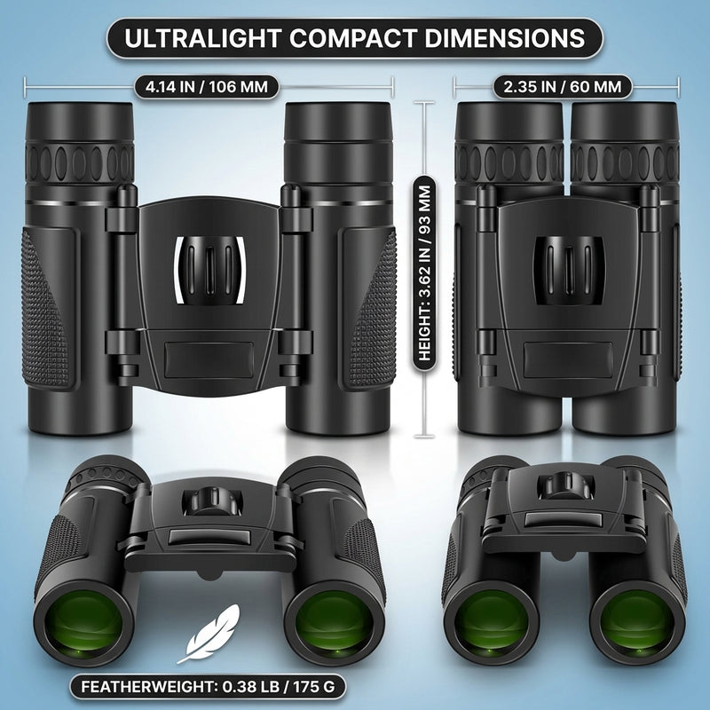 Waterproof, anti-fog binoculars shown outdoors in rainy conditions