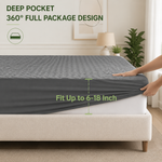 Bare feet on the skin-friendly quilted surface of the mattress protector