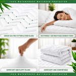 Bare feet on the skin-friendly quilted surface of the mattress protector