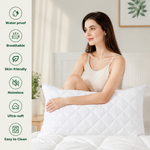 Bare feet on the skin-friendly quilted surface of the mattress protector