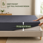Bare feet on the skin-friendly quilted surface of the mattress protector