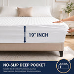 Bare feet on the skin-friendly quilted surface of the mattress protector