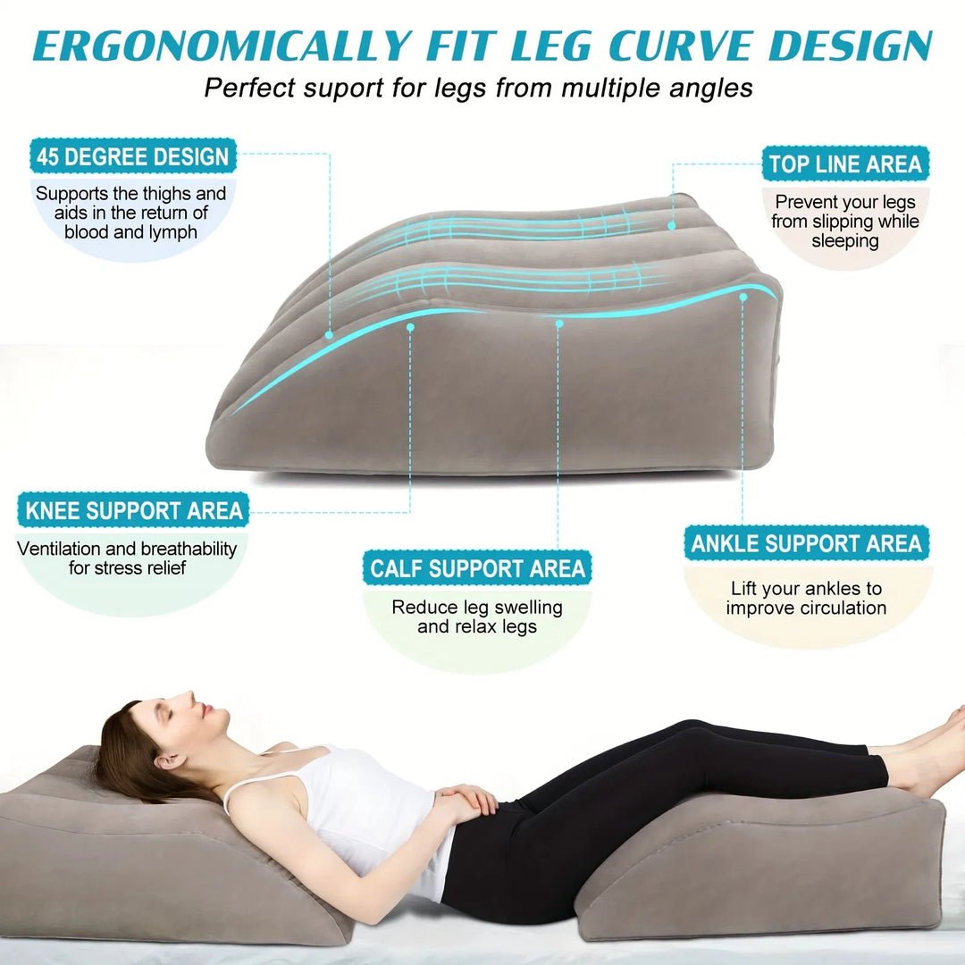 Xemussa An inflatable leg lift pillow, a portable wedge pillow with a storage bag, a multifunctional leg lift pillow that helps promote blood circulation, treat leg injuries, and provide leg rest